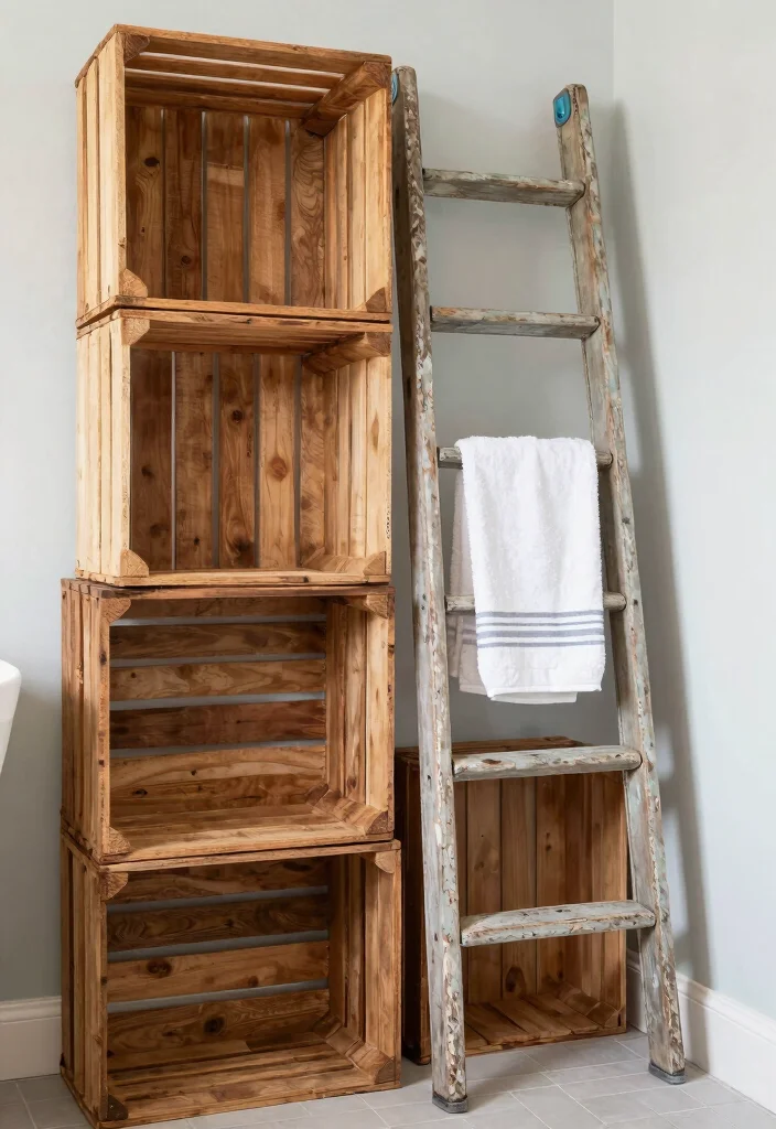 12 Bathroom Wall Storage Ideas to Keep Counters Clear 9. Repurposed Items as Storage 0