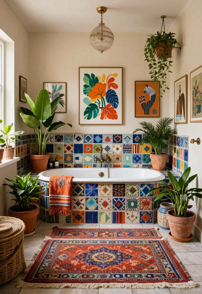12 Bathroom with Bathtub Ideas for Comfort and Style 7. Eclectic Bohemian Vibes 0