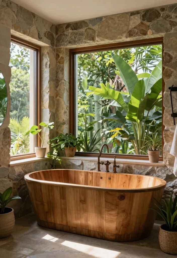 12 Bathroom with Bathtub Ideas for Comfort and Style 8. Nature Inspired Retreat 0