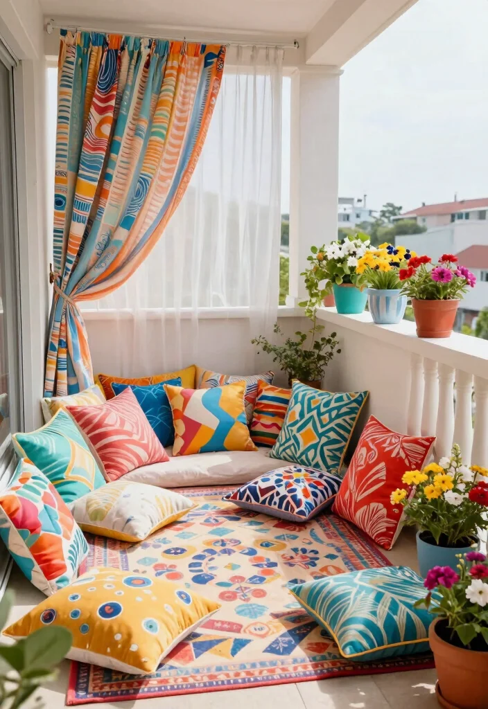 12 Bedroom Balcony Ideas for Light and Airy Living 10. Playful Patterns 0