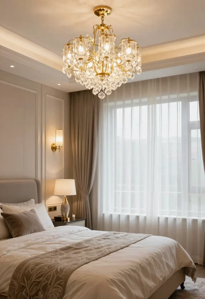 12 Bedroom Ideas for Big Rooms with Balanced Layouts 4. Statement Lighting 0