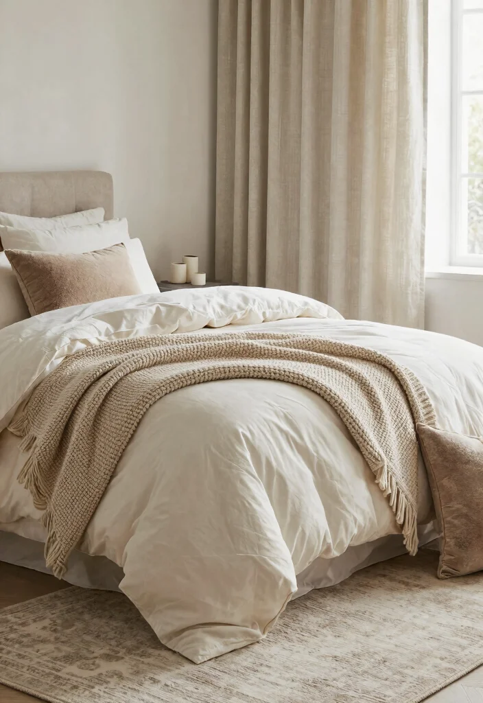 12 Bedroom Ideas for Big Rooms with Balanced Layouts 5. Layered Textures 0