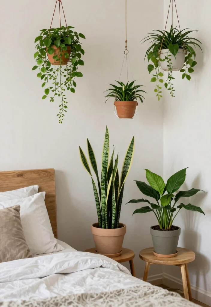 12 Bedroom Ideas for Big Rooms with Balanced Layouts 9. Greenery for Life 0