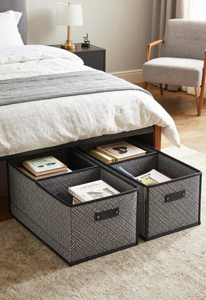 12 Bedroom Library Ideas for Cozy Reading Corners 11. Utilize Under Bed Storage 0