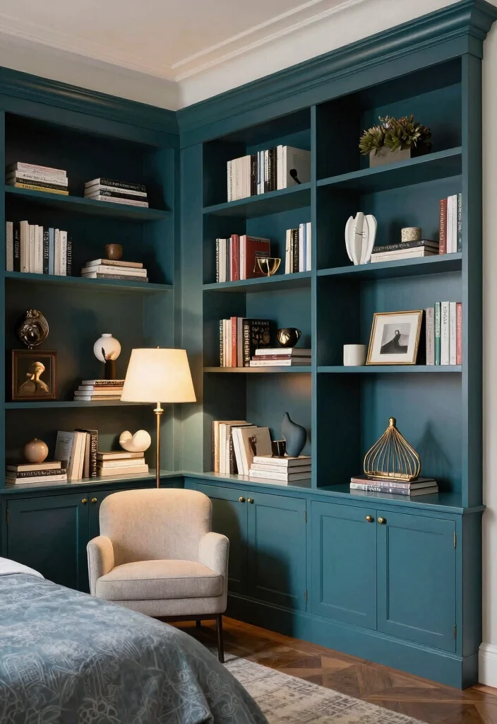 12 Bedroom Library Ideas for Cozy Reading Corners 3. Built In Bookcases 0