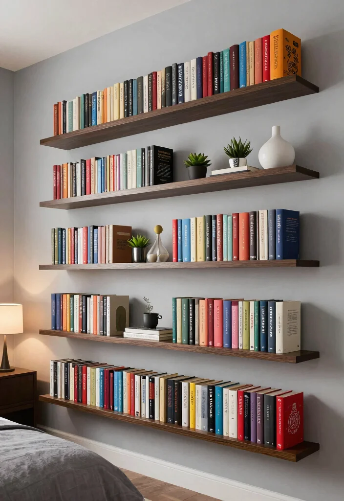 12 Bedroom Library Ideas for Cozy Reading Corners 5. Floating Reading Shelves 0