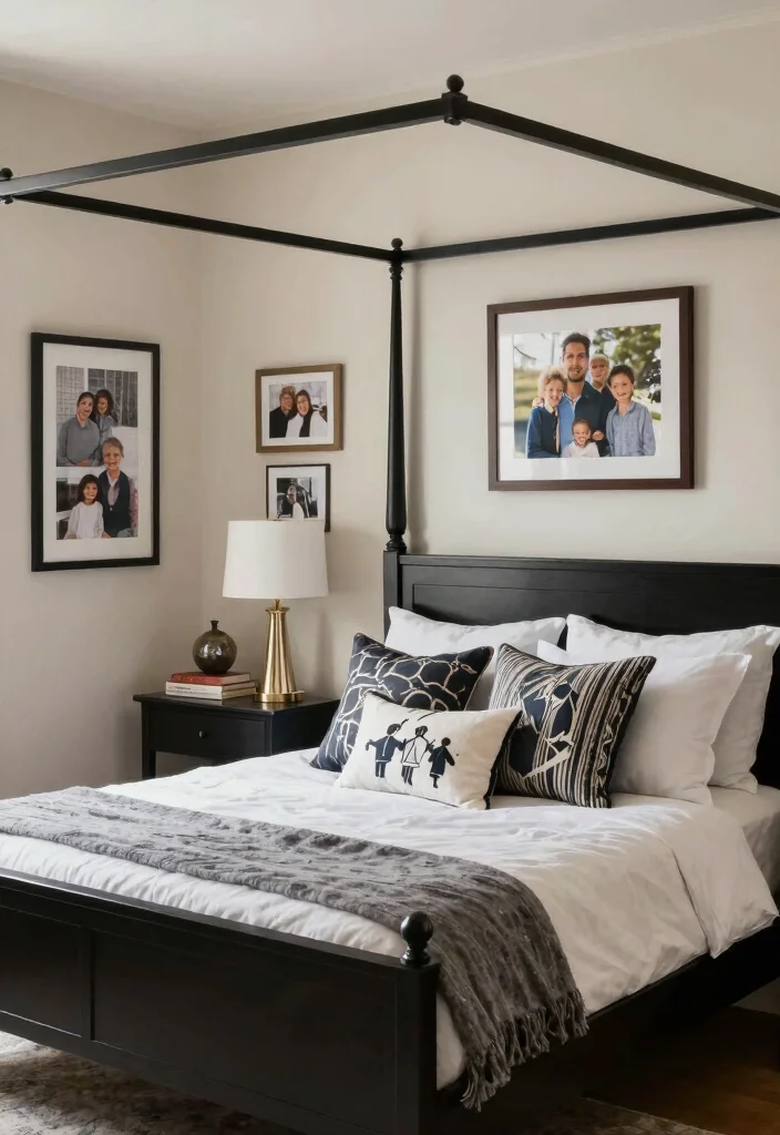 12 Black Canopy Bedroom Ideas with Dramatic Elegance 11. Personalized Touches 0