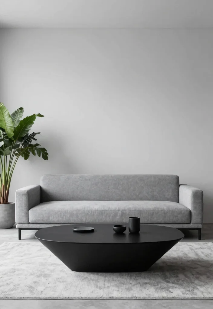 12 Black and Grey Living Room Ideas with Modern Mood 4. Minimalist Furniture Selection 0