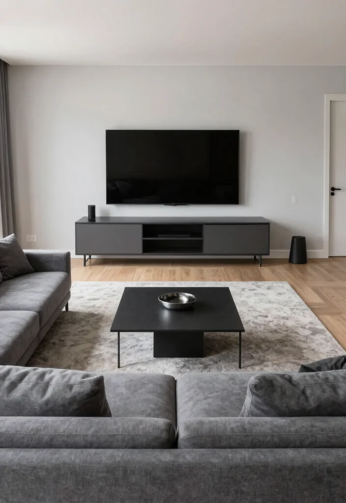 12 Black and Grey Living Room Ideas with Modern Mood 9. Functional Layout 0