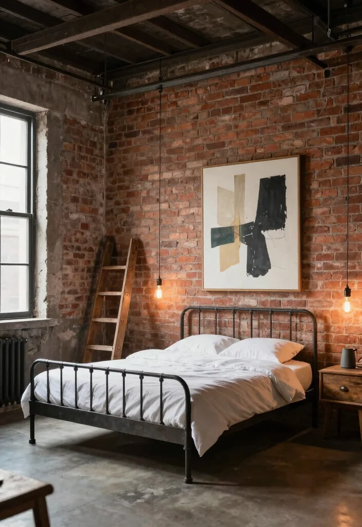 12 Black and White Bedroom Ideas with Clean Contrast 2. Industrial Chic 0