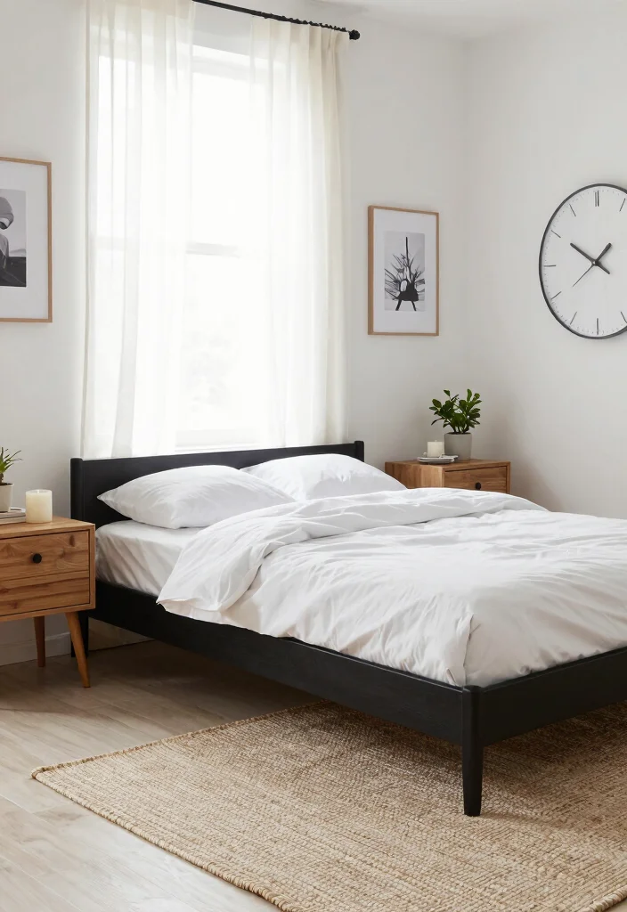 12 Black and White Bedroom Ideas with Clean Contrast 3. Scandinavian Simplicity 0