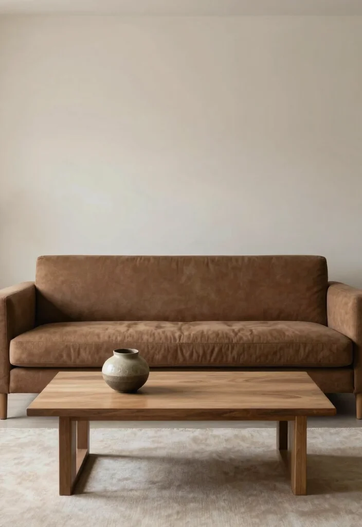 12 Brown Couch Living Room Ideas for Warm Balance 12. Minimalist Approach 0