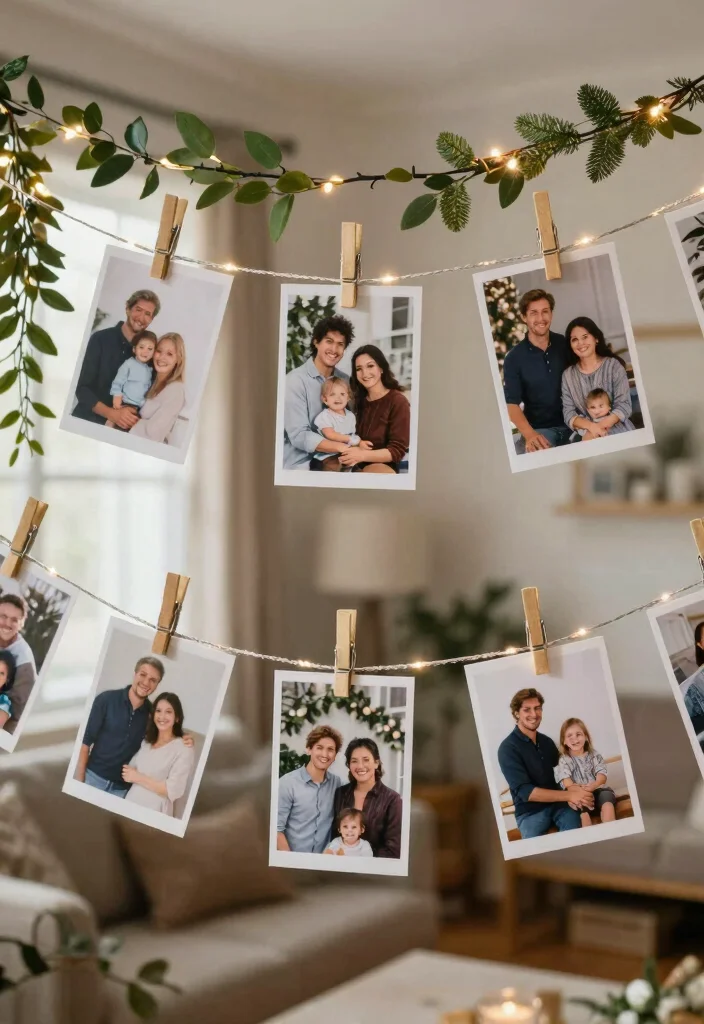 12 Christmas Living Room Decor Ideas for Festive Style 10. Family Photo Displays 0