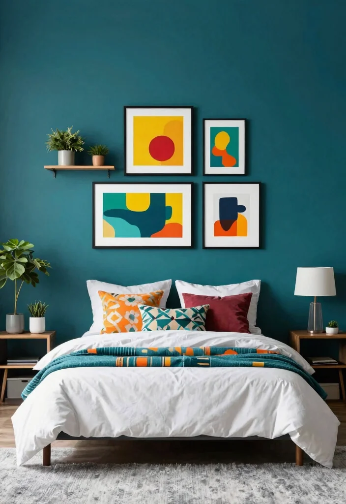 12 Colorful Bedroom Ideas with Playful Modern Style 1. Bold Accent Walls 0