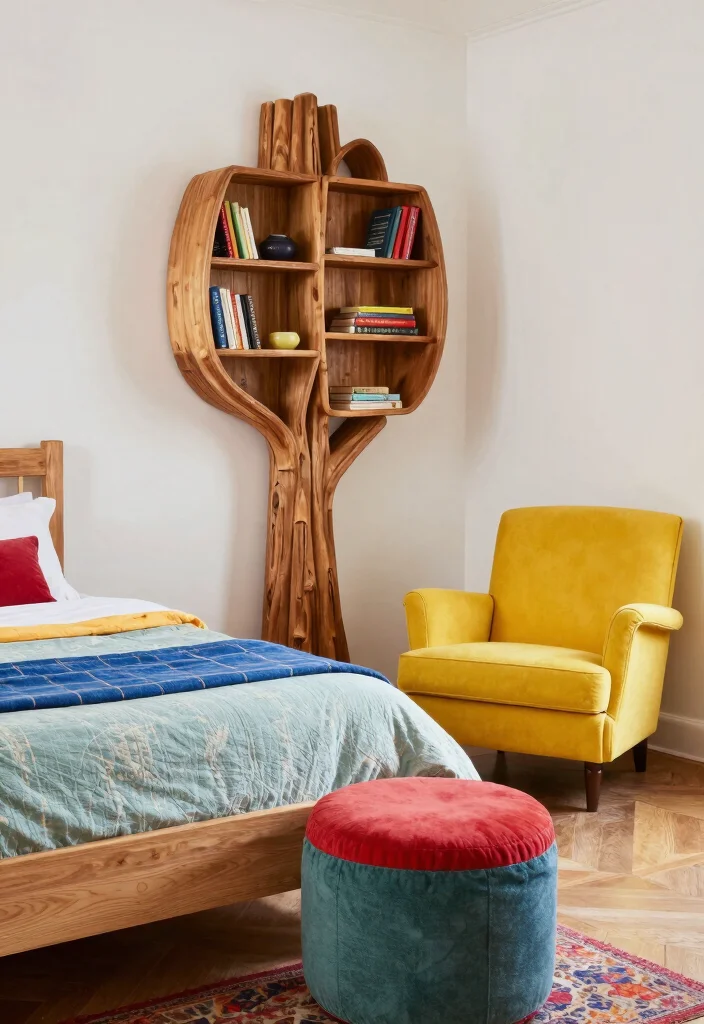 12 Colorful Bedroom Ideas with Playful Modern Style 5. Fun Furniture Pieces 0