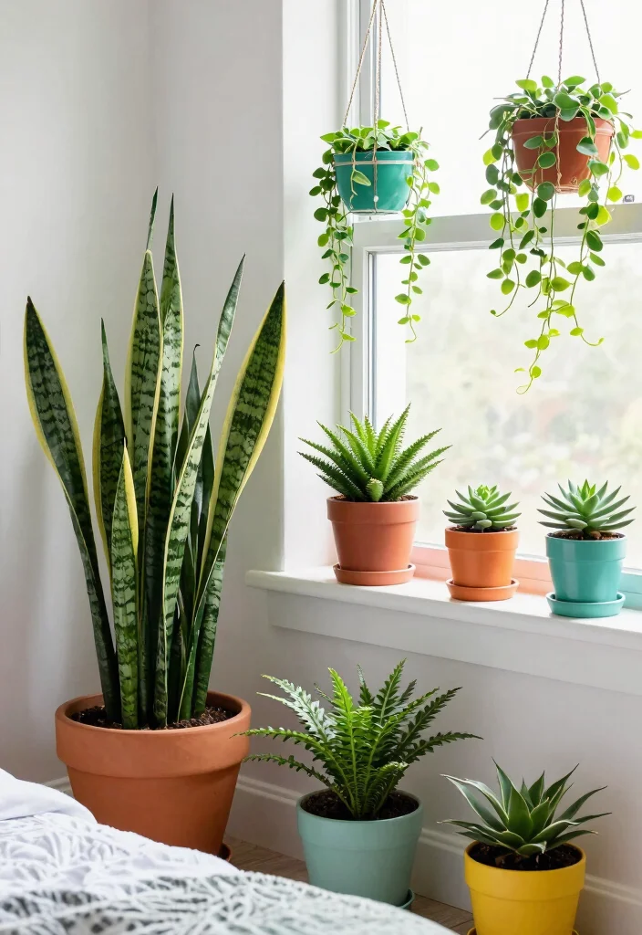 12 Colorful Bedroom Ideas with Playful Modern Style 8. Vibrant Plants 0