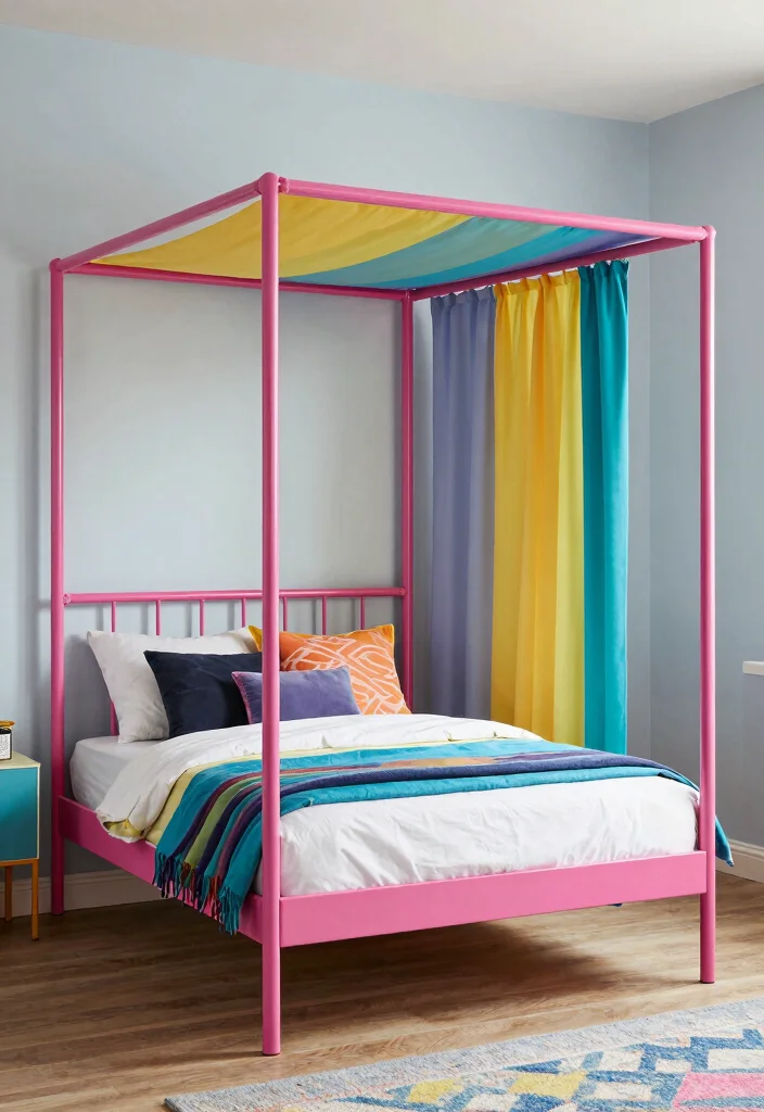12 Colorful Bedroom Ideas with Playful Modern Style 9. Creative Bed Frames 0