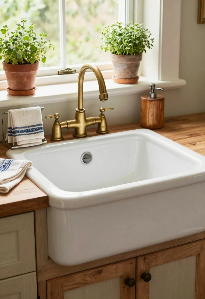 12 Craftsman Kitchen Ideas with Classic Craft Detail 3. Rustic Farmhouse Sink 0