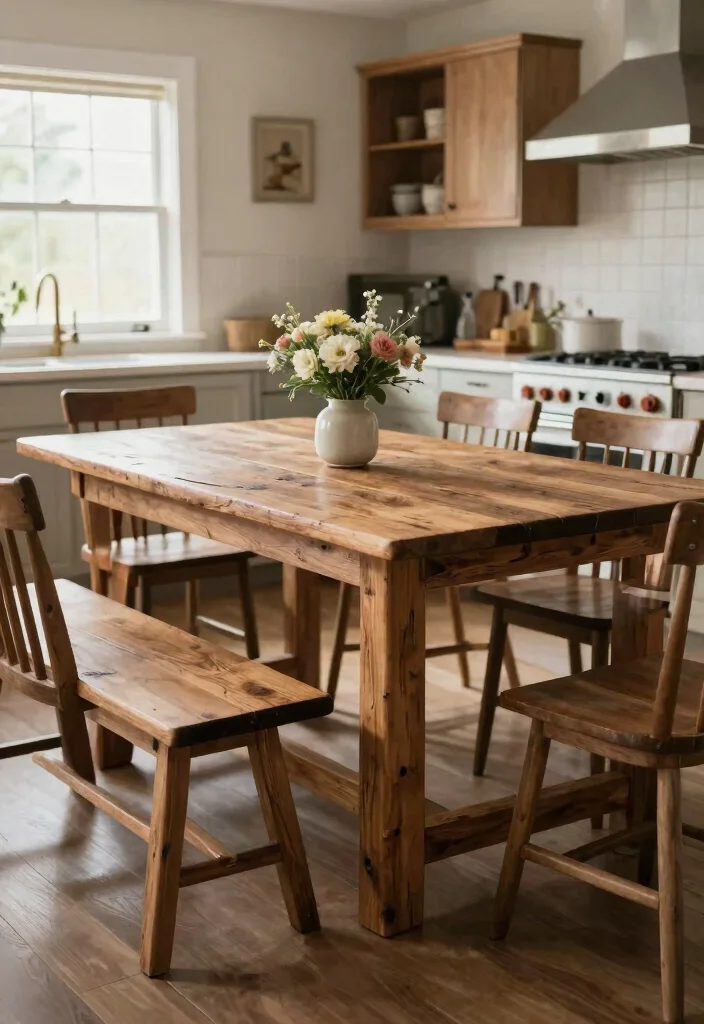 12 Craftsman Kitchen Ideas with Classic Craft Detail 7. Farmhouse Style Dining Table 0
