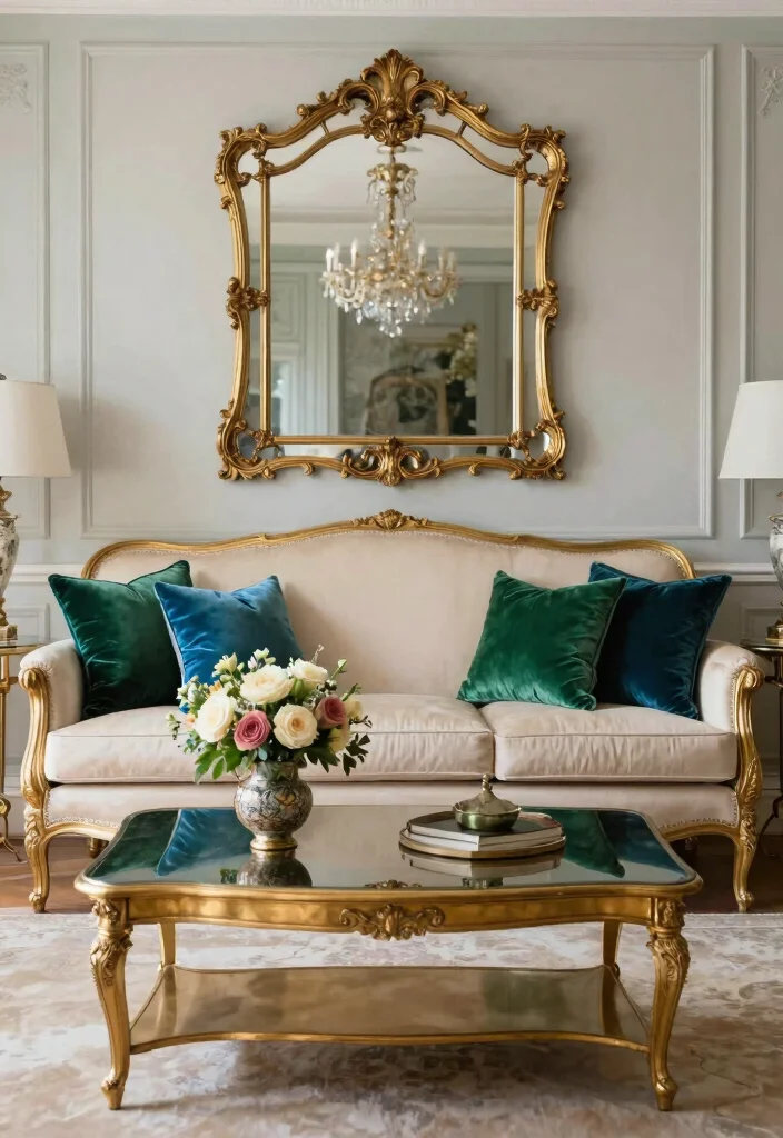 12 Cream Sofa Living Room Ideas for Soft Neutral Style 7. Vintage Glam 0