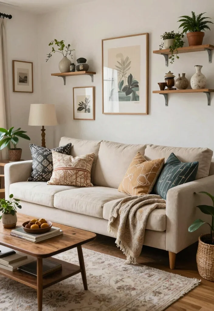 12 Cream Sofa Living Room Ideas for Soft Neutral Style 8. Soft Eclectic 0