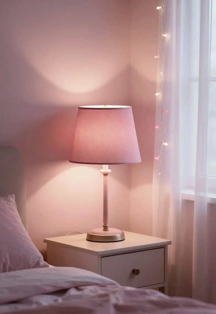 12 Dusty Rose Bedroom Ideas with Soft Romantic Tone 11. Soft Lighting with Dusty Rose Shades 0
