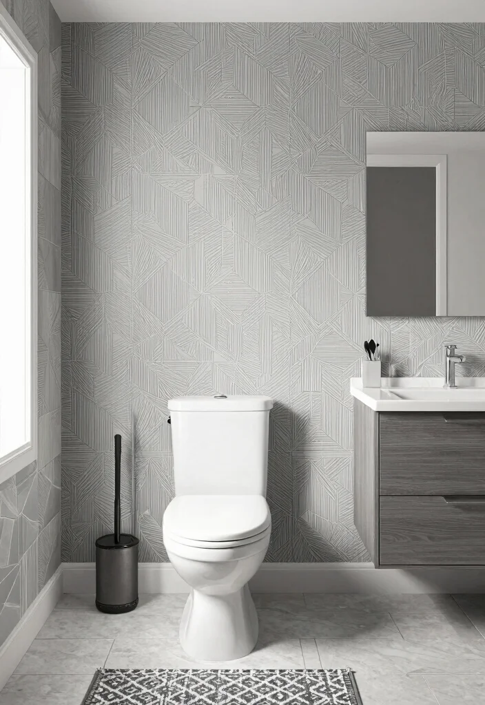 12 Gray Bathroom Ideas for a Calm Contemporary Style 10. Gray with Geometric Patterns 0