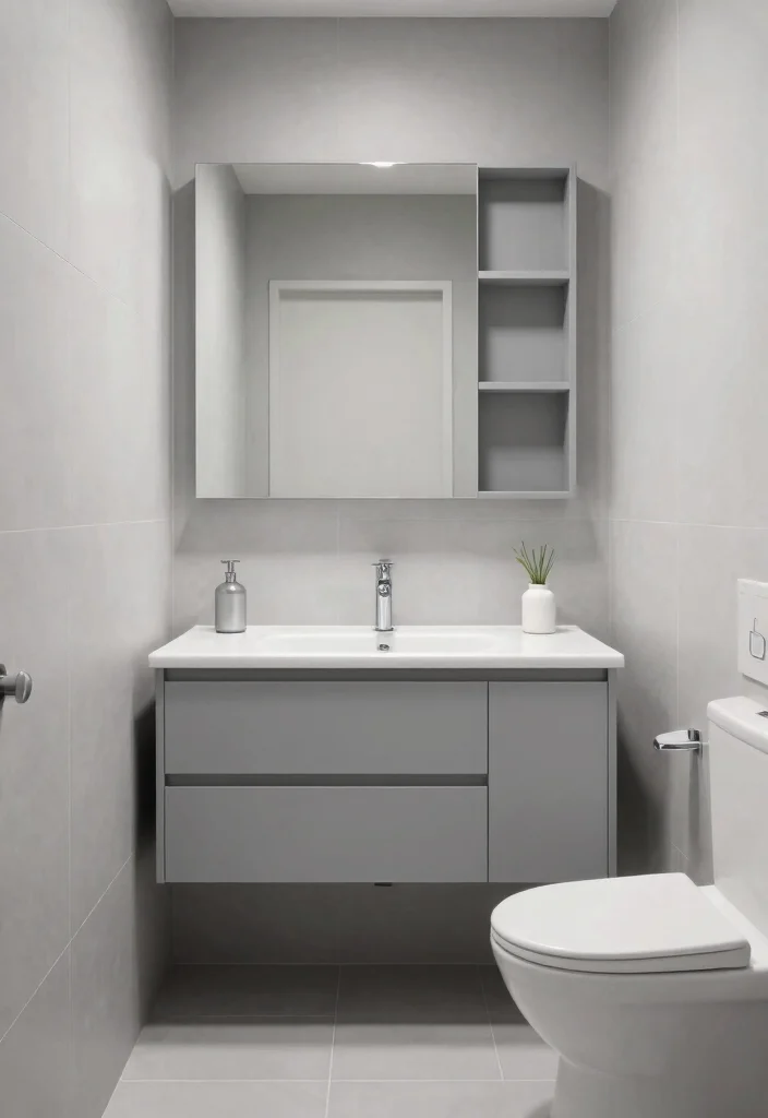 12 Gray Bathroom Ideas for a Calm Contemporary Style 12. Gray for Small Spaces 0