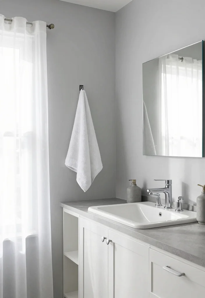 12 Gray Bathroom Ideas for a Calm Contemporary Style 4. Soft Gray and White Harmony 0