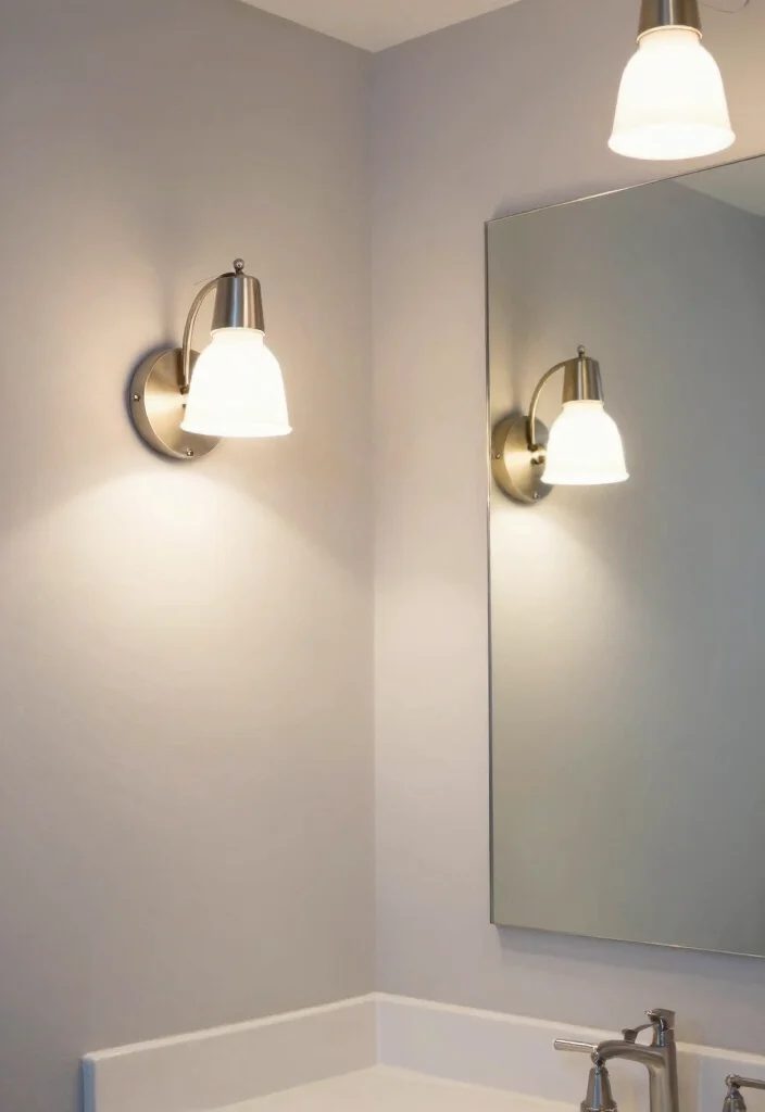 12 Gray Bathroom Ideas for a Calm Contemporary Style 9. Elegant Gray Lighting 0
