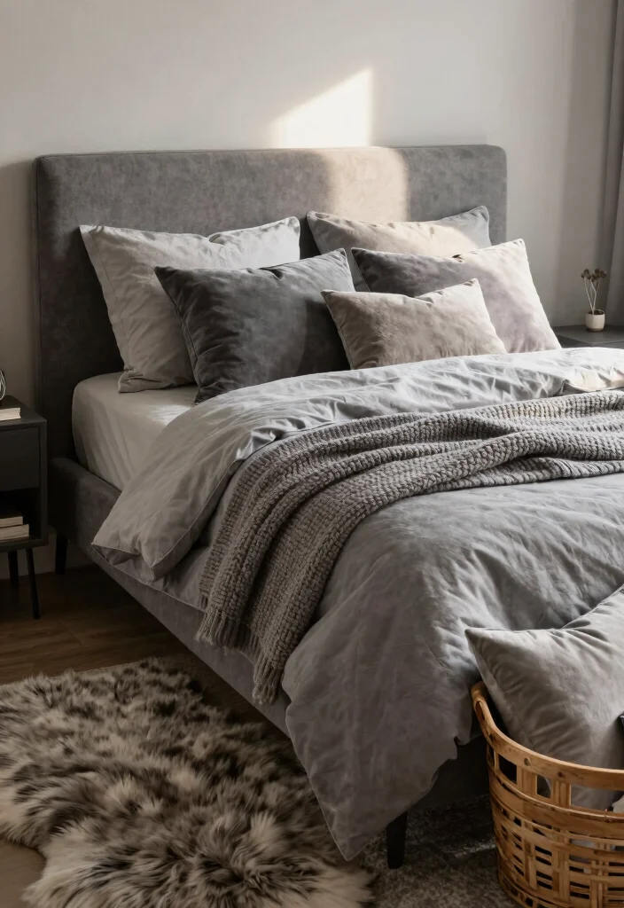 12 Grey Bed Bedroom Ideas for Easy Neutral Styling 1. Layered Grey Textures 0