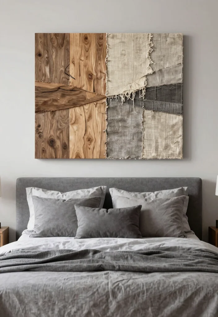 12 Grey Bed Bedroom Ideas for Easy Neutral Styling 7. Textured Wall Art 0