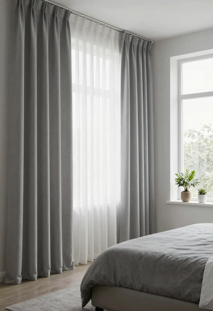 12 Grey Bed Bedroom Ideas for Easy Neutral Styling 9. Soft Curtains 0