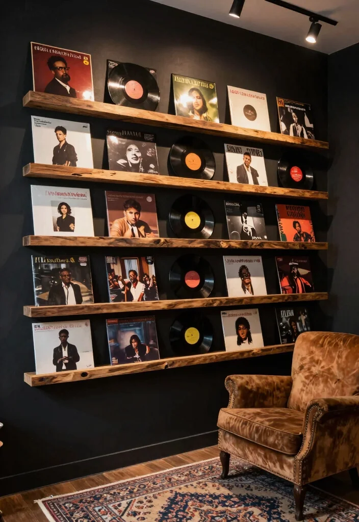 12 Grunge Bedroom Ideas with Edgy Personality 1. Vintage Vinyl Display 0