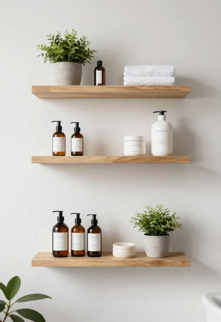 12 Guest Bathroom Decor Ideas for a Warm Welcoming Feel 8. Minimalist Shelving 0