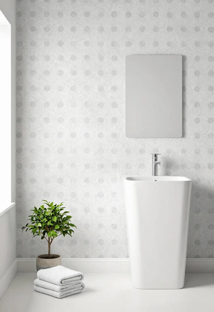 12 Guest Bathroom Wallpaper Ideas with Subtle Pattern Style 8. Minimalistic Dot Patterns for a Modern Look 0