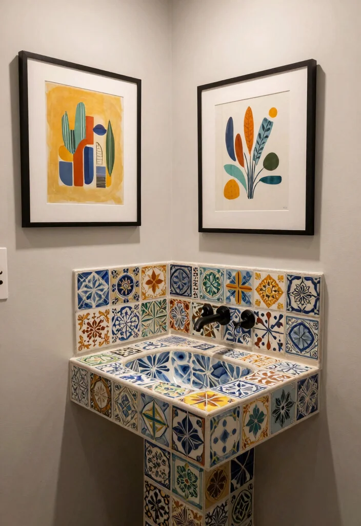 12 Guest Half Bathroom Ideas for a Polished First Impression 11. Artistic Flair 0