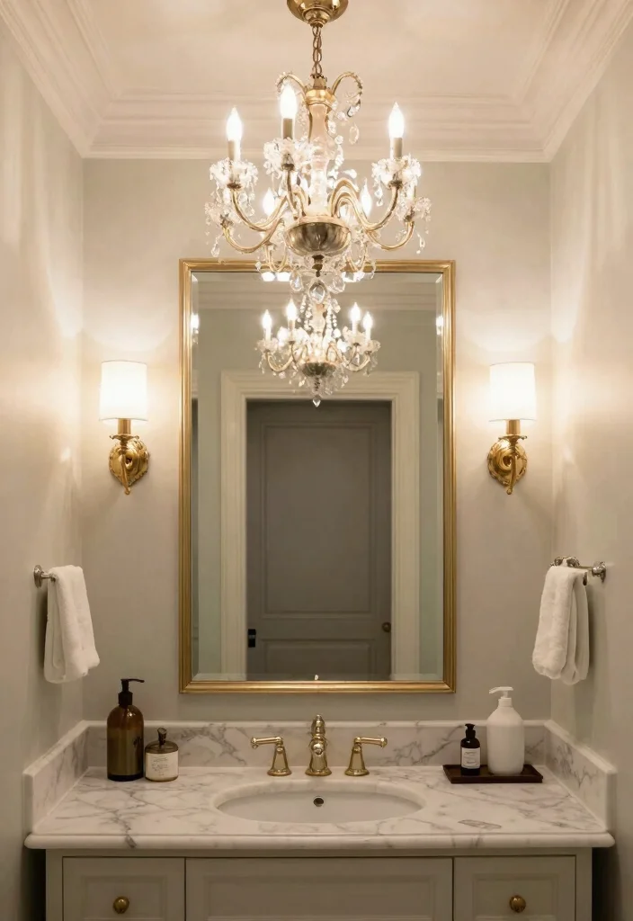 12 Guest Half Bathroom Ideas for a Polished First Impression 4. Luxurious Lighting 0