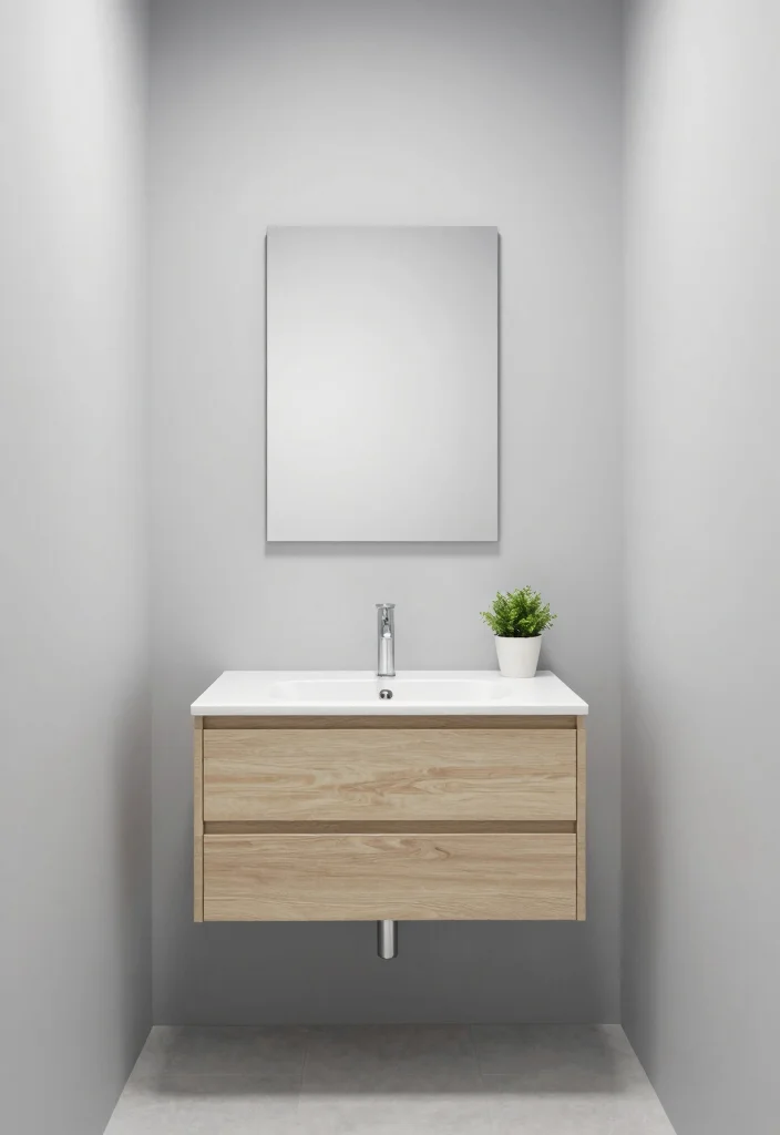 12 Guest Half Bathroom Ideas for a Polished First Impression 7. Minimalistic Elegance 0