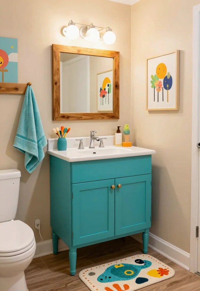 12 Guest Half Bathroom Ideas for a Polished First Impression 8. Playful Color Pops 0