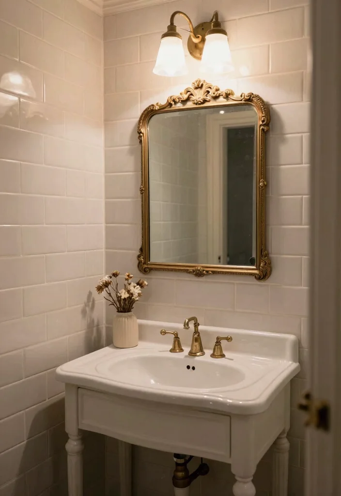 12 Guest Half Bathroom Ideas for a Polished First Impression 9. Vintage Charm 0