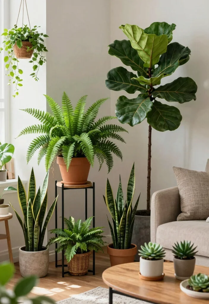12 Home Living Room Ideas for Comfortable Everyday Living 4. Integrate Indoor Plants 0