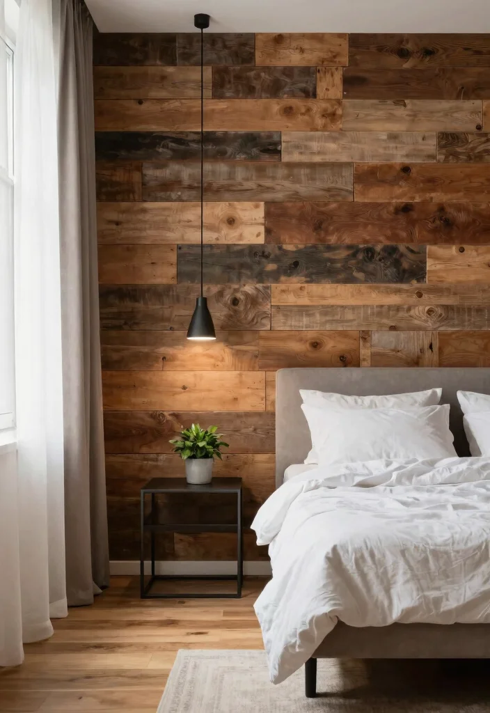 12 Industrial Bedroom Ideas with Raw Modern Texture 1. Raw Wood Accent Walls 0
