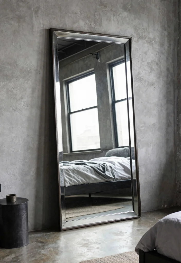 12 Industrial Bedroom Ideas with Raw Modern Texture 10. Statement Mirrors 0