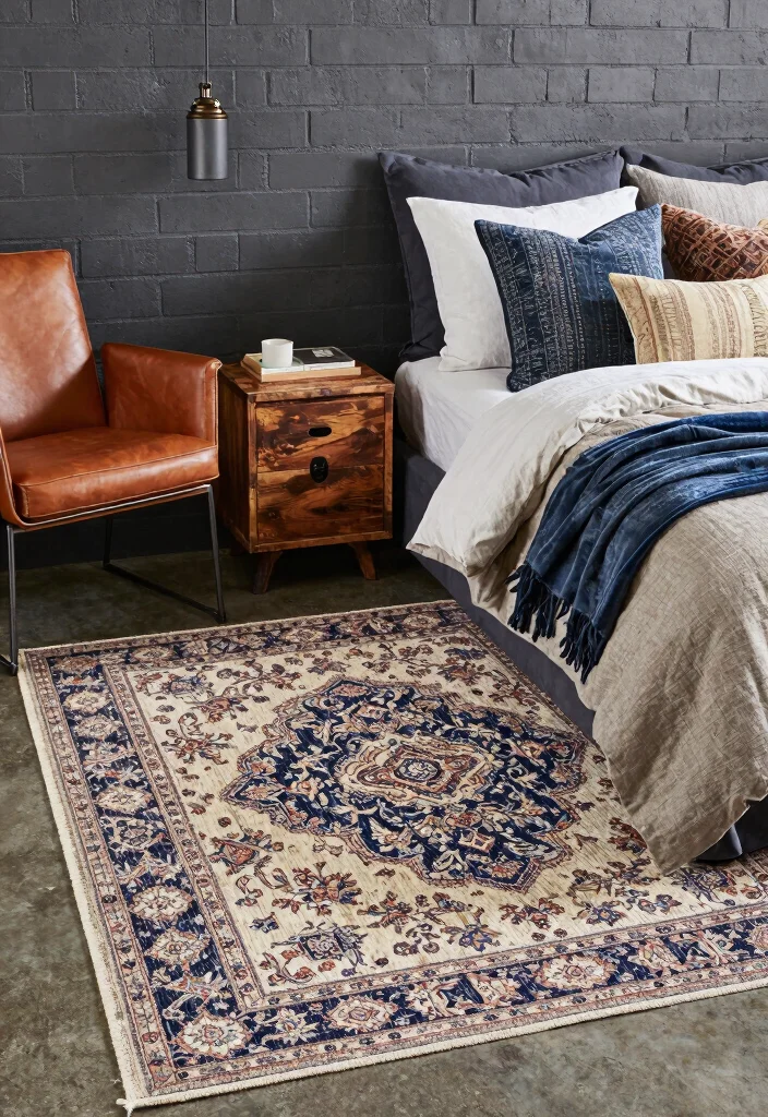 12 Industrial Bedroom Ideas with Raw Modern Texture 9. Mixing Patterns and Textures 0