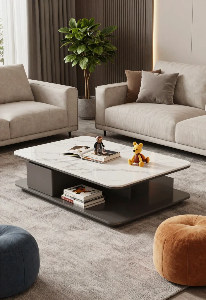 12 Kid Friendly Living Room Ideas with Durable Style 2. Multi Functional Furniture 0