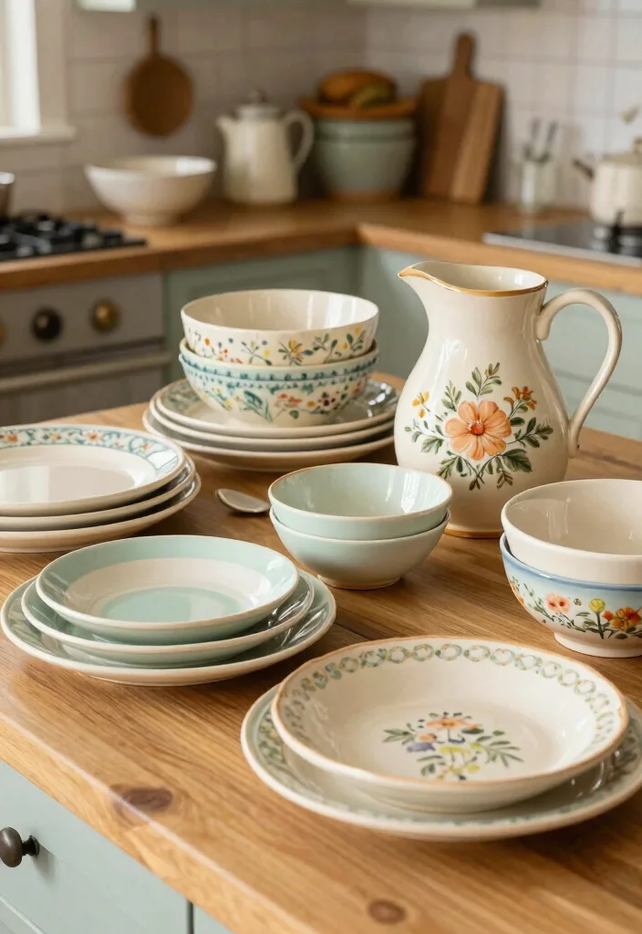 12 Kitchen Island Decor Ideas for Everyday Use 7. Farmhouse Inspired Tableware 0