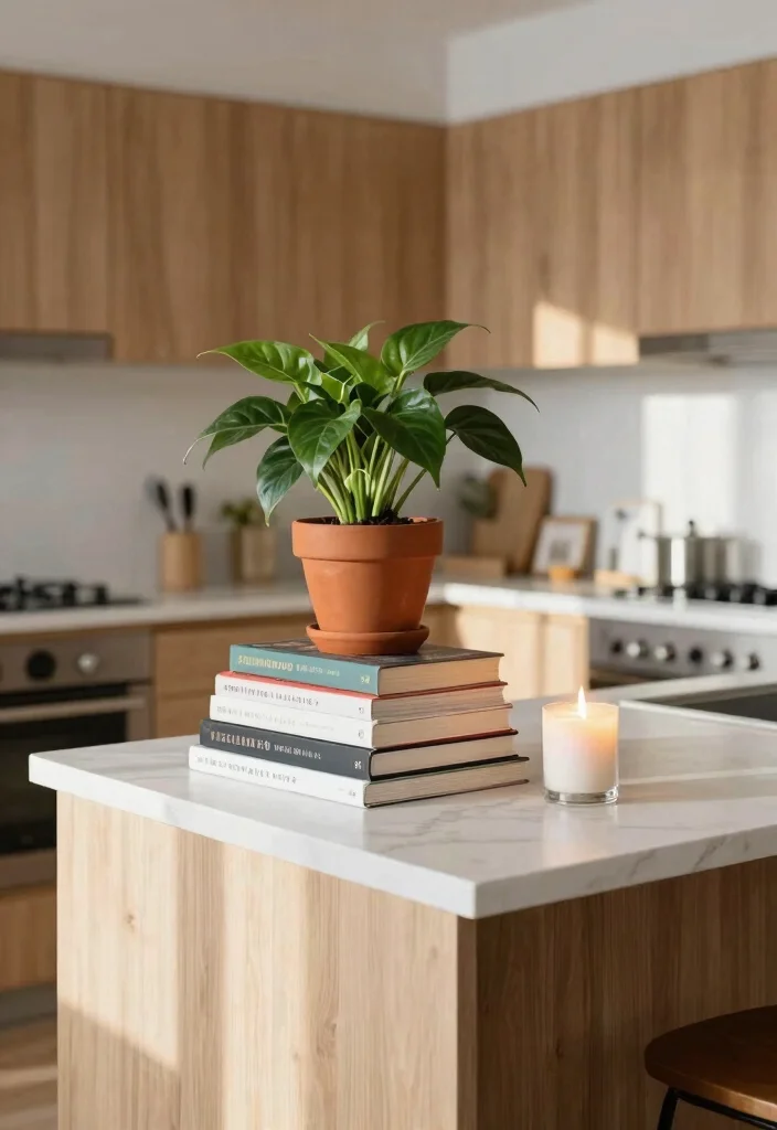 12 Kitchen Island Decor Ideas for Everyday Use 8. Creative Cookbooks Display 0