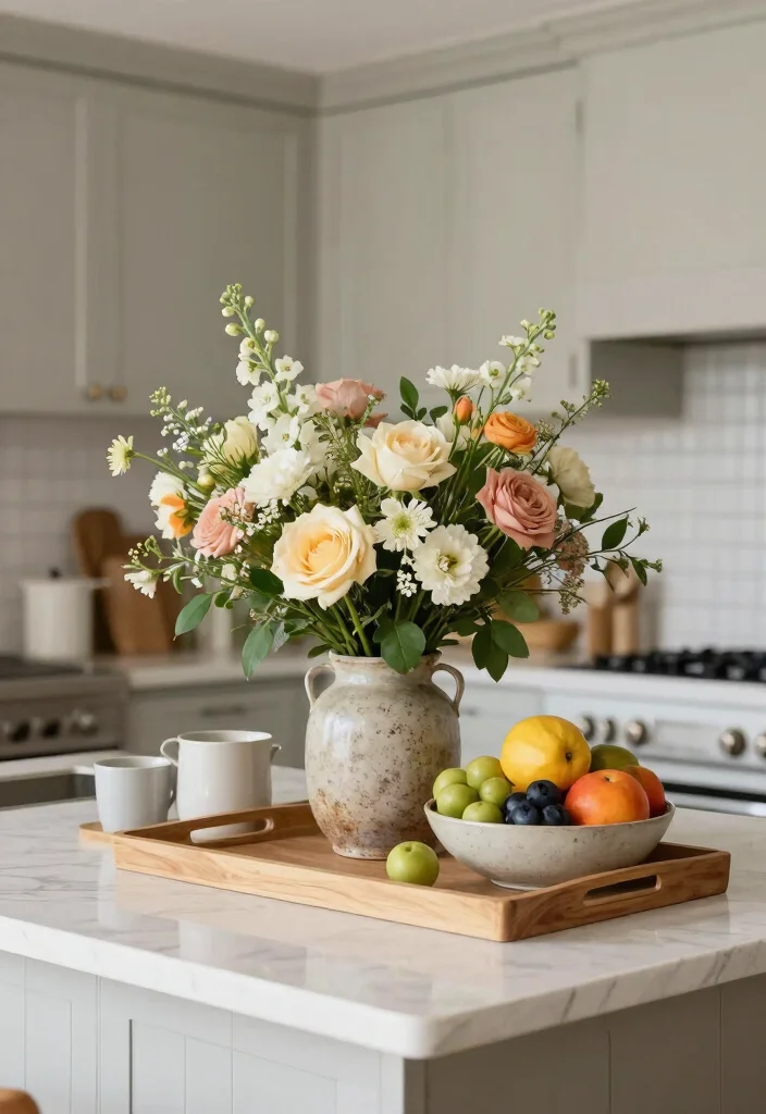 12 Kitchen Island Decorating Ideas for a Styled Finish 3. Add a Centerpiece 0