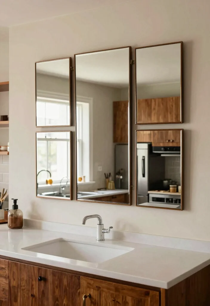 12 Kitchen Mirror Ideas to Reflect Light and Space 12. Vintage Multi Panel Mirrors 0